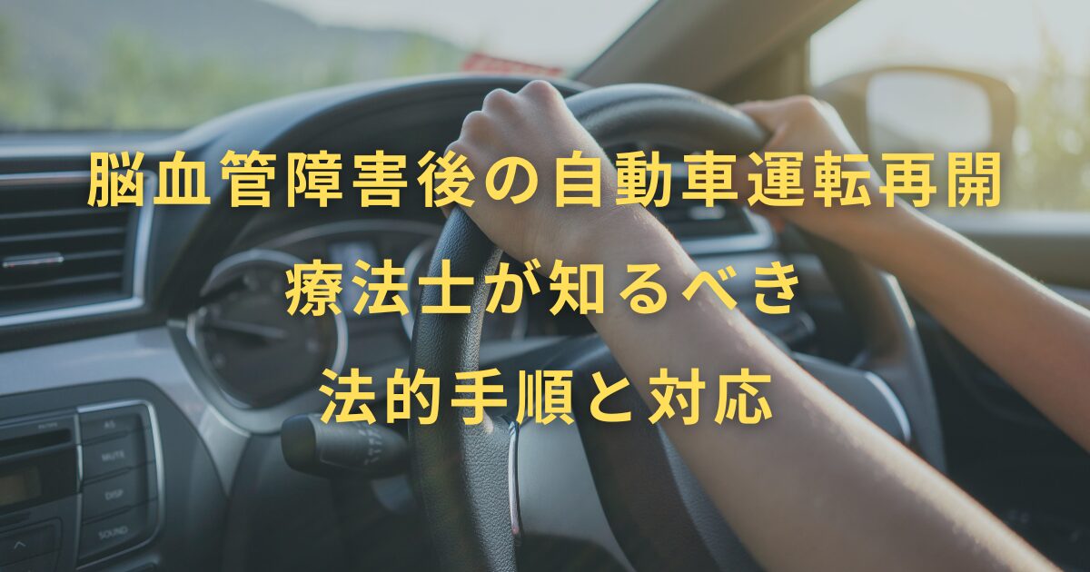 脳血管障害後の自動車運転再開：療法士が知るべき法的手順と対応